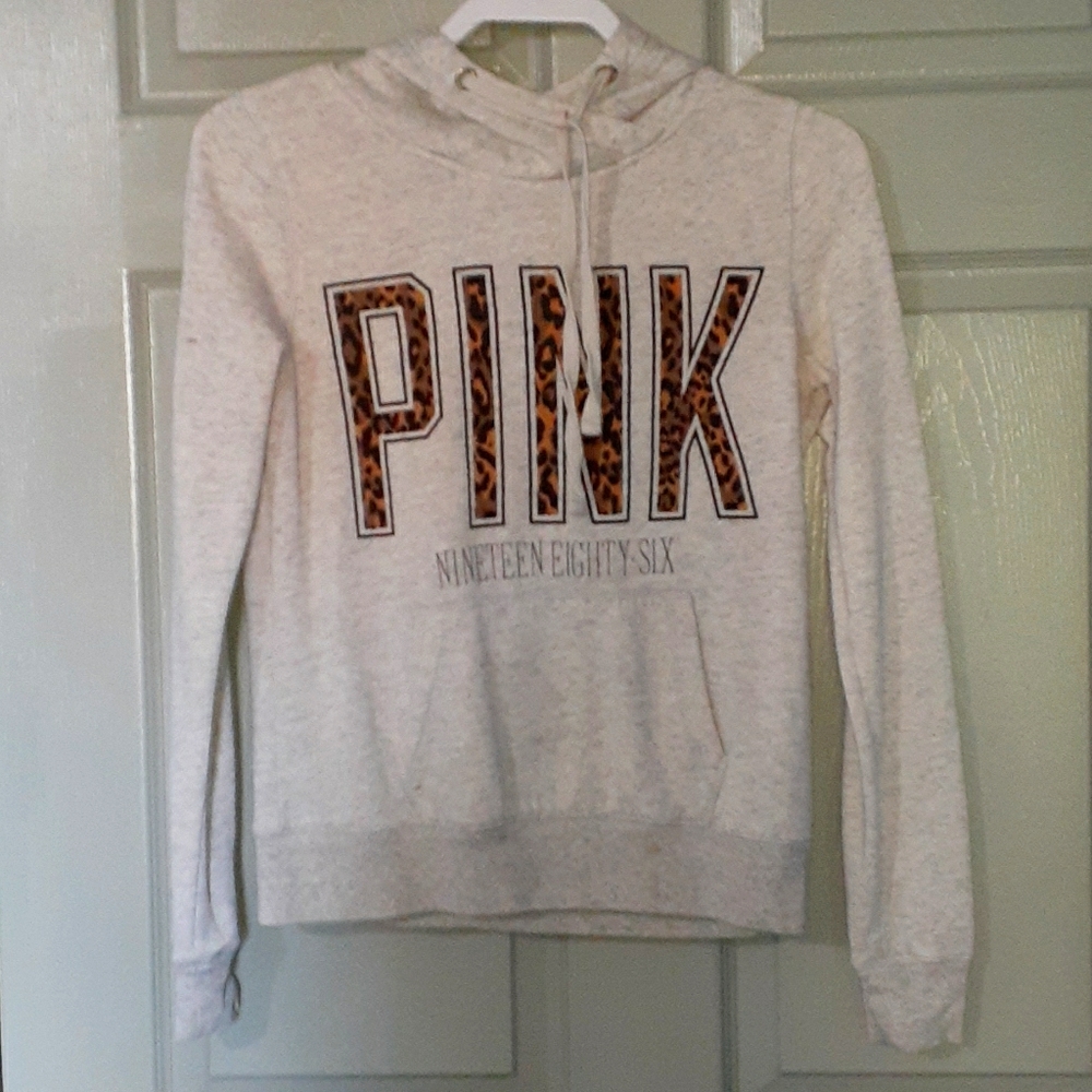 PINK Greyish and Cheetah Pullover Hoodie